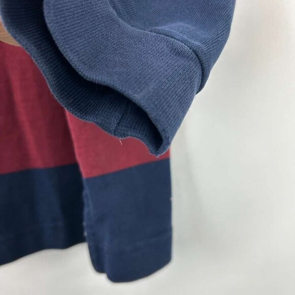 VTG Lands' End Shirt Men's L 42-44 Red Navy Striped Rugby Direct Merchants - Picture 13 of 16
